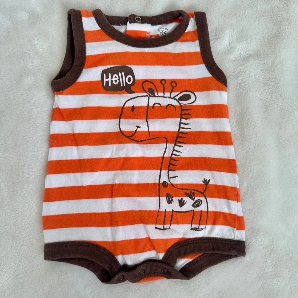 Koala Baby‎ Orange Striped Giraffe Romper Bodysuit Size 3 Months